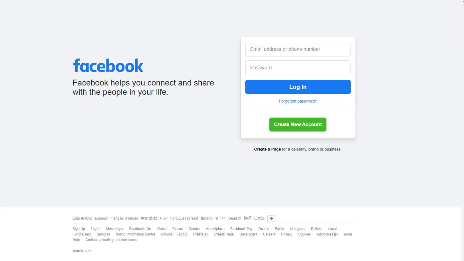 anonim bir facebook hesabı nasıl oluşturulur 10 Screenshot of facebook login page