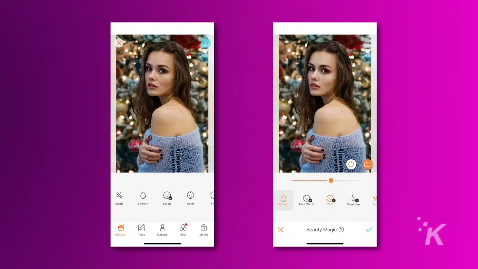完璧な自撮りやライブストリームを実現するベストビューティーフィルターアプリ 5 選 9 Screenshots of the airbrush beauty filter app