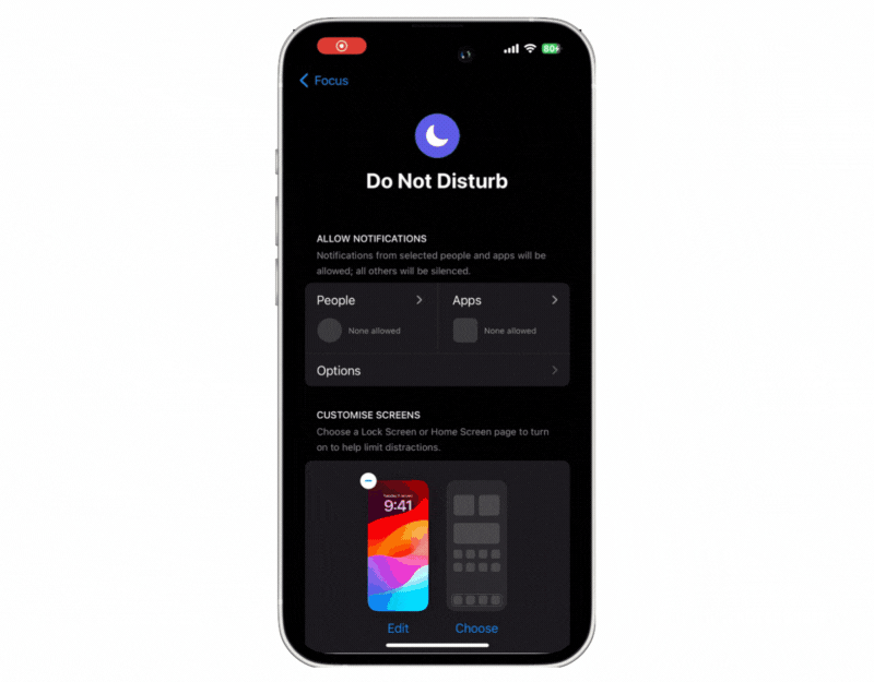 allow app notifications in dnd mode on iphone