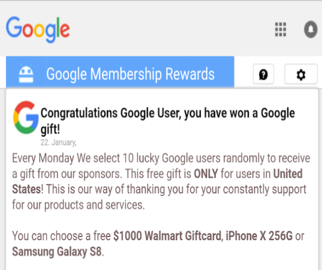 Googleチャットの賞金詐欺