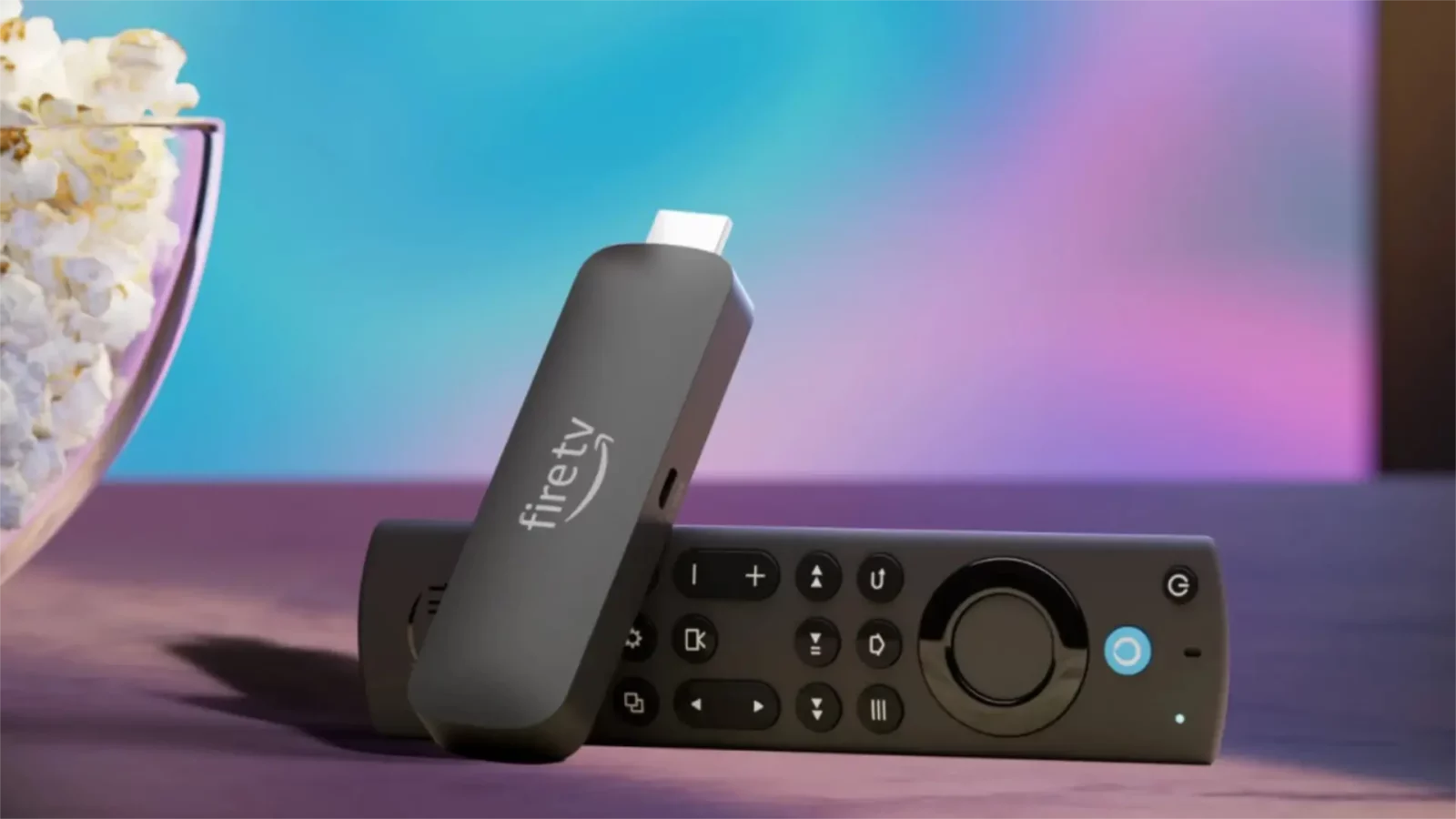 os melhores novos dispositivos da Amazon: echo, fire tv e mais 12 Amazon fire tv stick 4k max second gen on a table next to popcorn