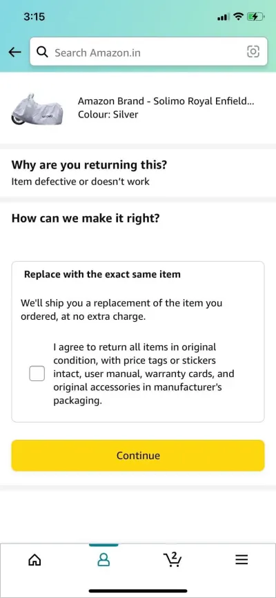 Zamówienie zwrotu Amazon
