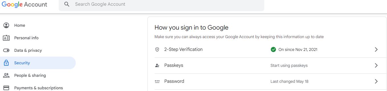 รหัสผ่านบัญชี Google