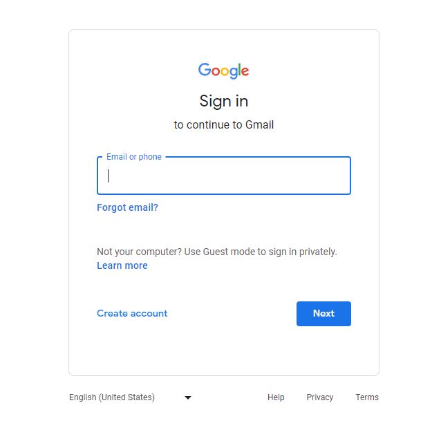 Gmail 登录页面