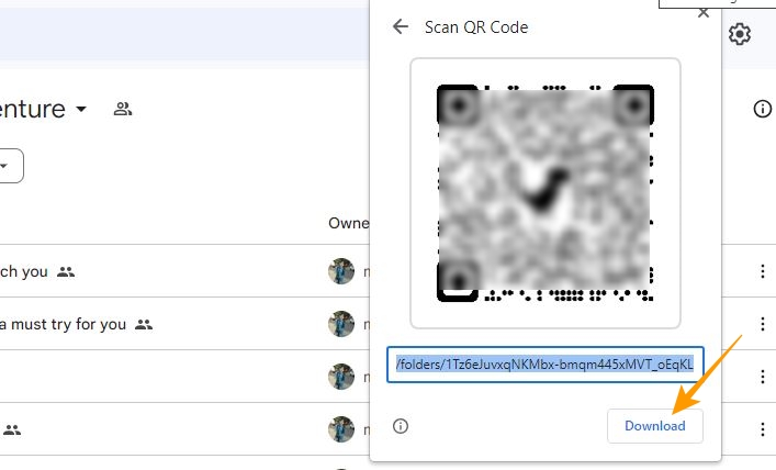 Baixar opção de código QR