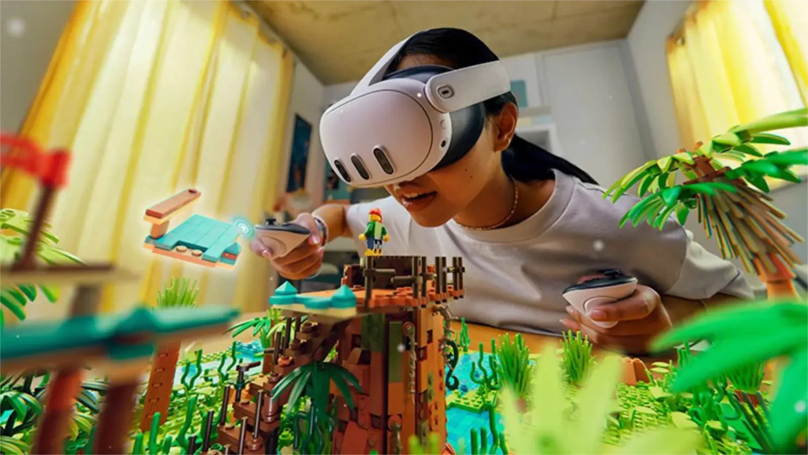 Meta kündigt neues Quest 3 VR-Headset für 499 US-Dollar an – Vorbestellungen sind jetzt möglich A person is using a vr headset.