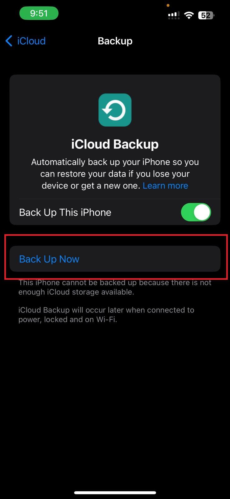 Backup ativado