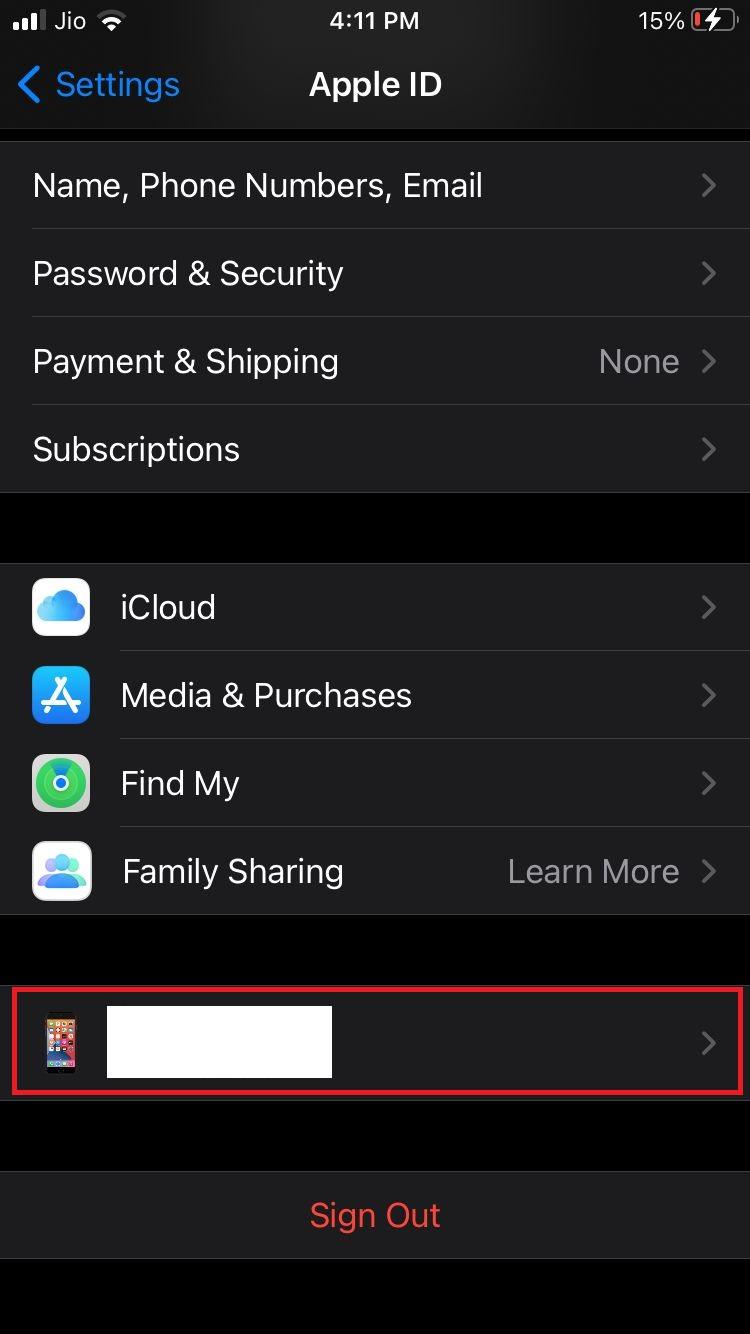 configuração do iPhone