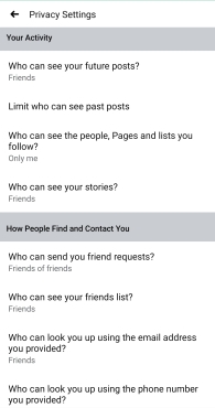 إعدادات الخصوصية في الفيسبوك