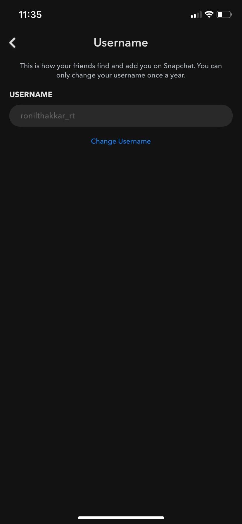 Snapchat-Option zum Ändern des Benutzernamens