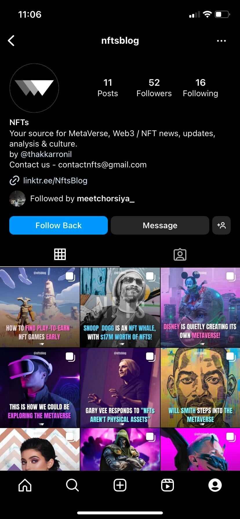 Uma conta no Instagram