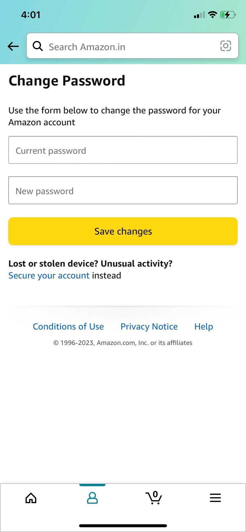 Amazonのパスワード変更オプション