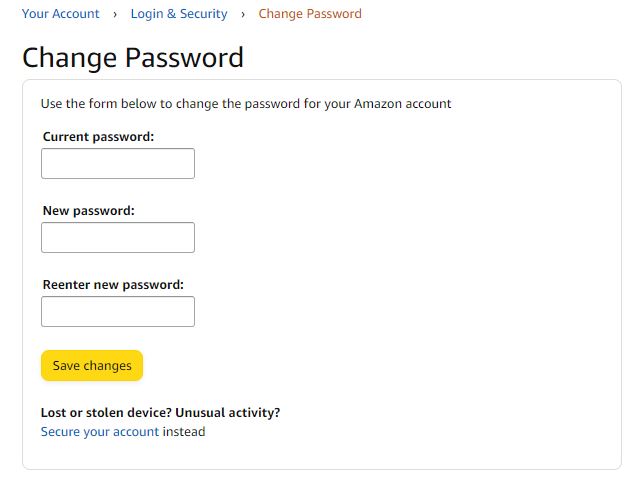 Amazon mengubah kata sandi