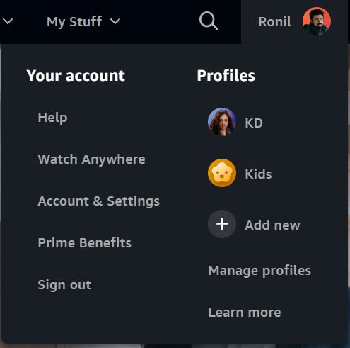 Amazon Prime Video 계정 및 설정