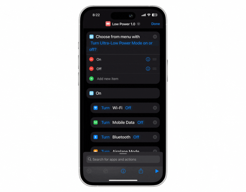 set ultra-low power mode with just a simple click