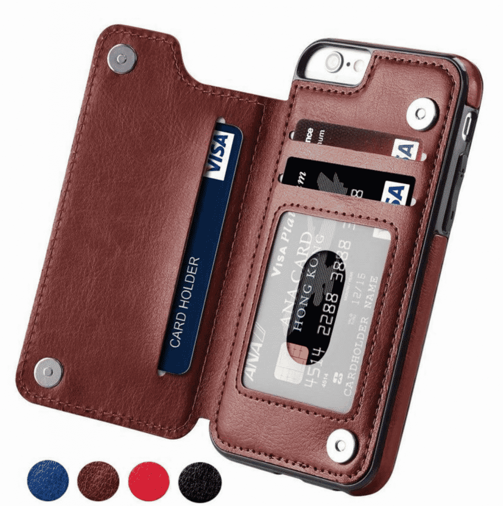 Étui portefeuille à rabat en cuir PU pour iPhone 11