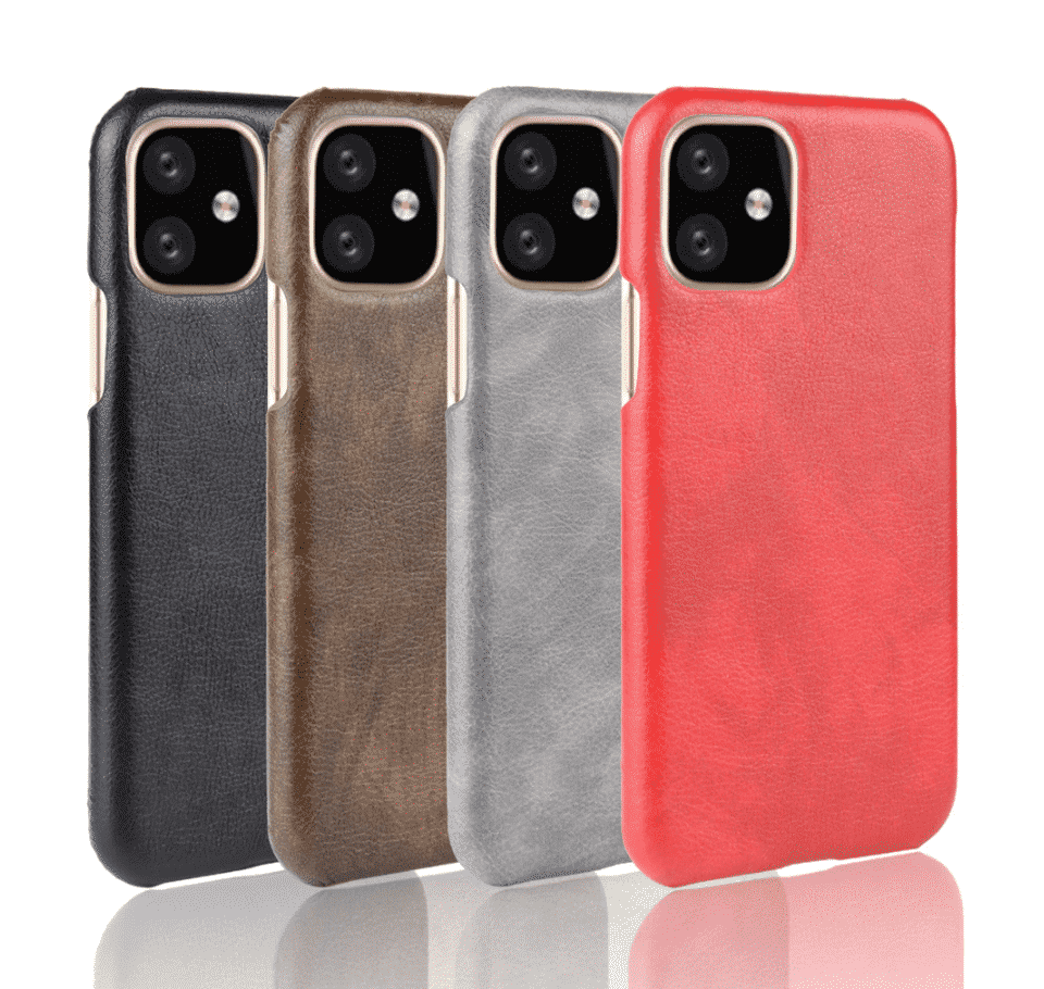 Coque rigide antichoc en cuir pour iPhone 11