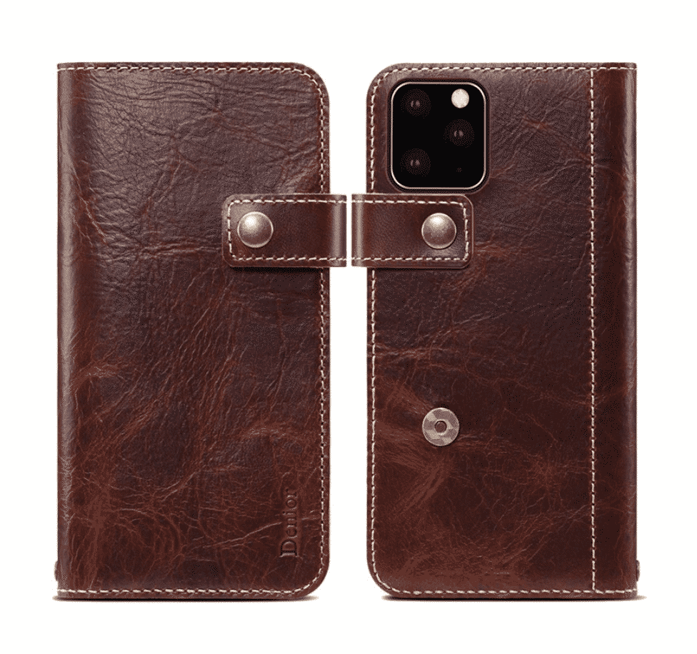 Premium-Leder-Magnetknopf-Klappriemen-Hülle für iPhone 11