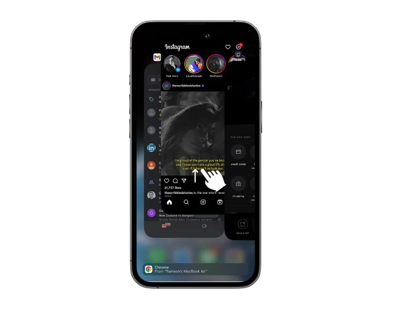 remove instagram app from recents