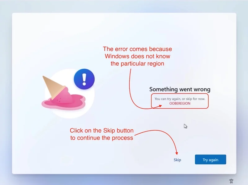 the error comes because now windows does not know your region