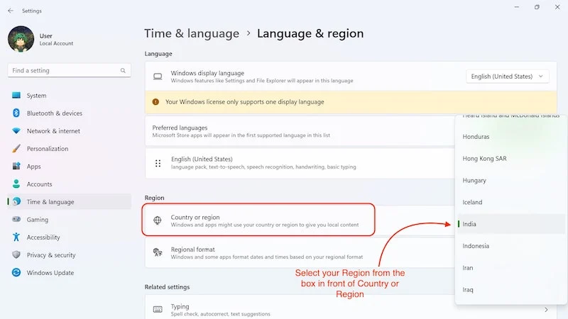 select your specific region