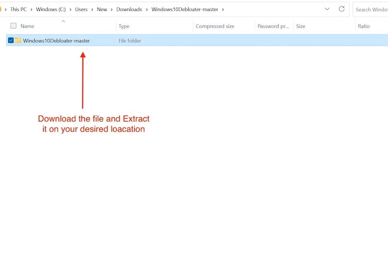 download the zip file and extract it at your desired location