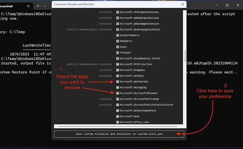 select all the apps you want to remove