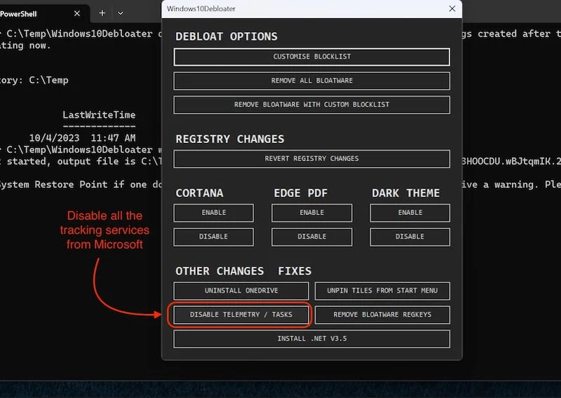 disable all the telemetry _ tasks