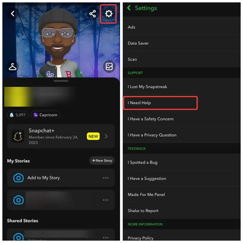 snapchat profile settings
