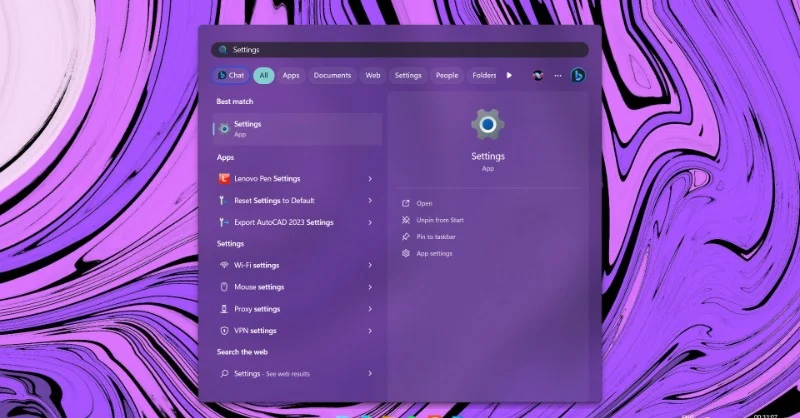 open settings