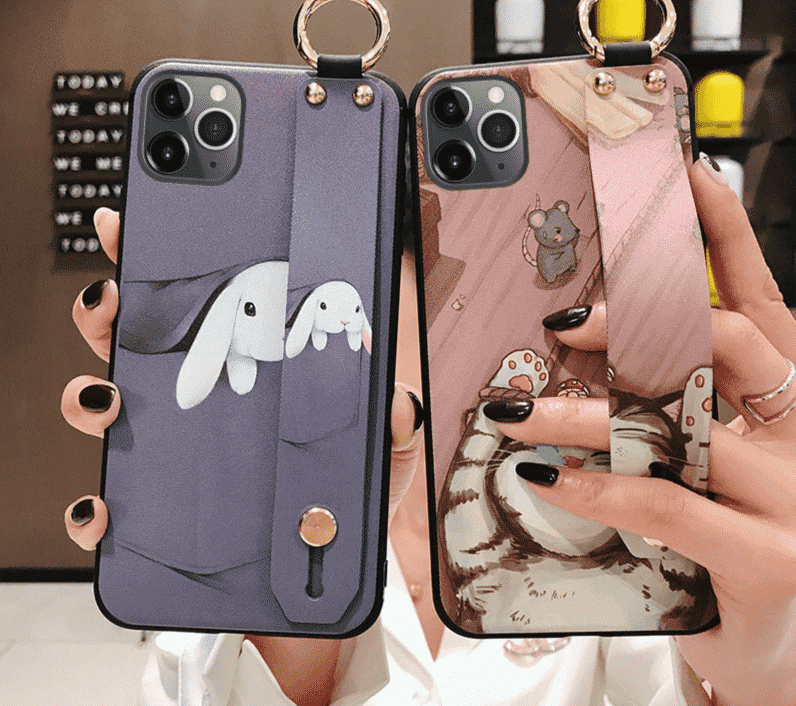 Estojo de moda feminina com alça de pulso para iPhone 11 Pro