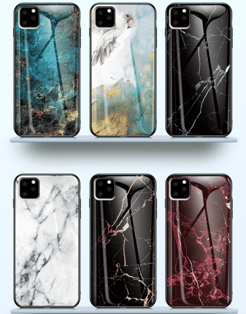 Etui iPhone 11 Pro firmy KEYSION z marmurowym wzorem ze szkła hartowanego