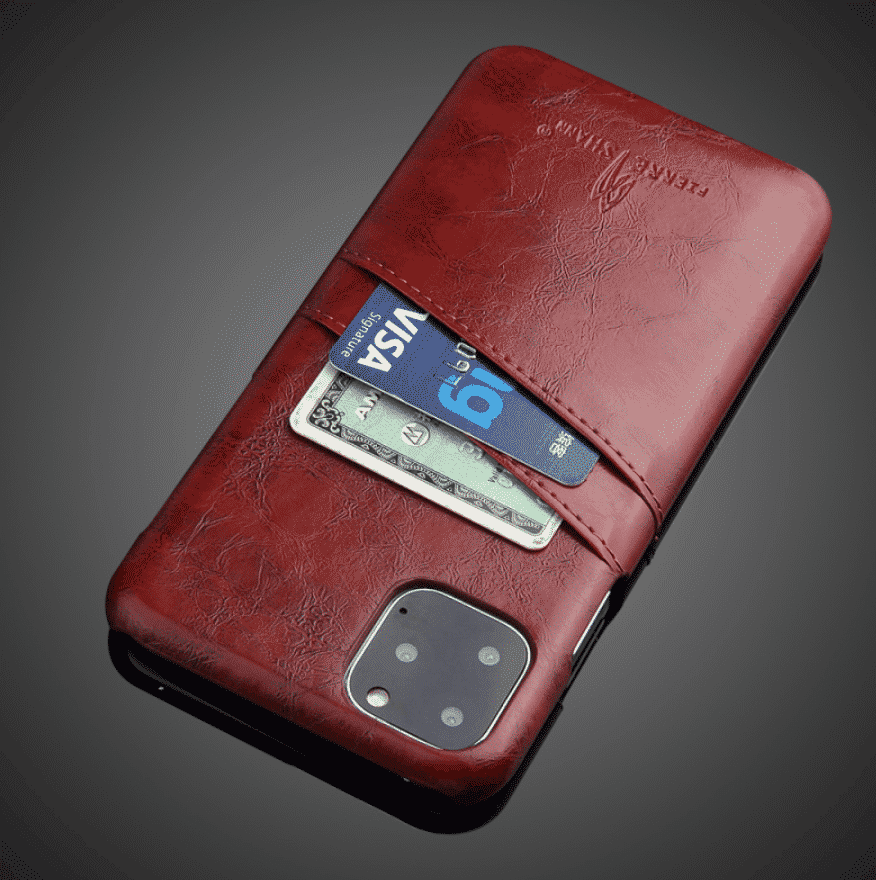 Тонкий жесткий кожаный чехол-держатель для карт для iPhone 11 Pro