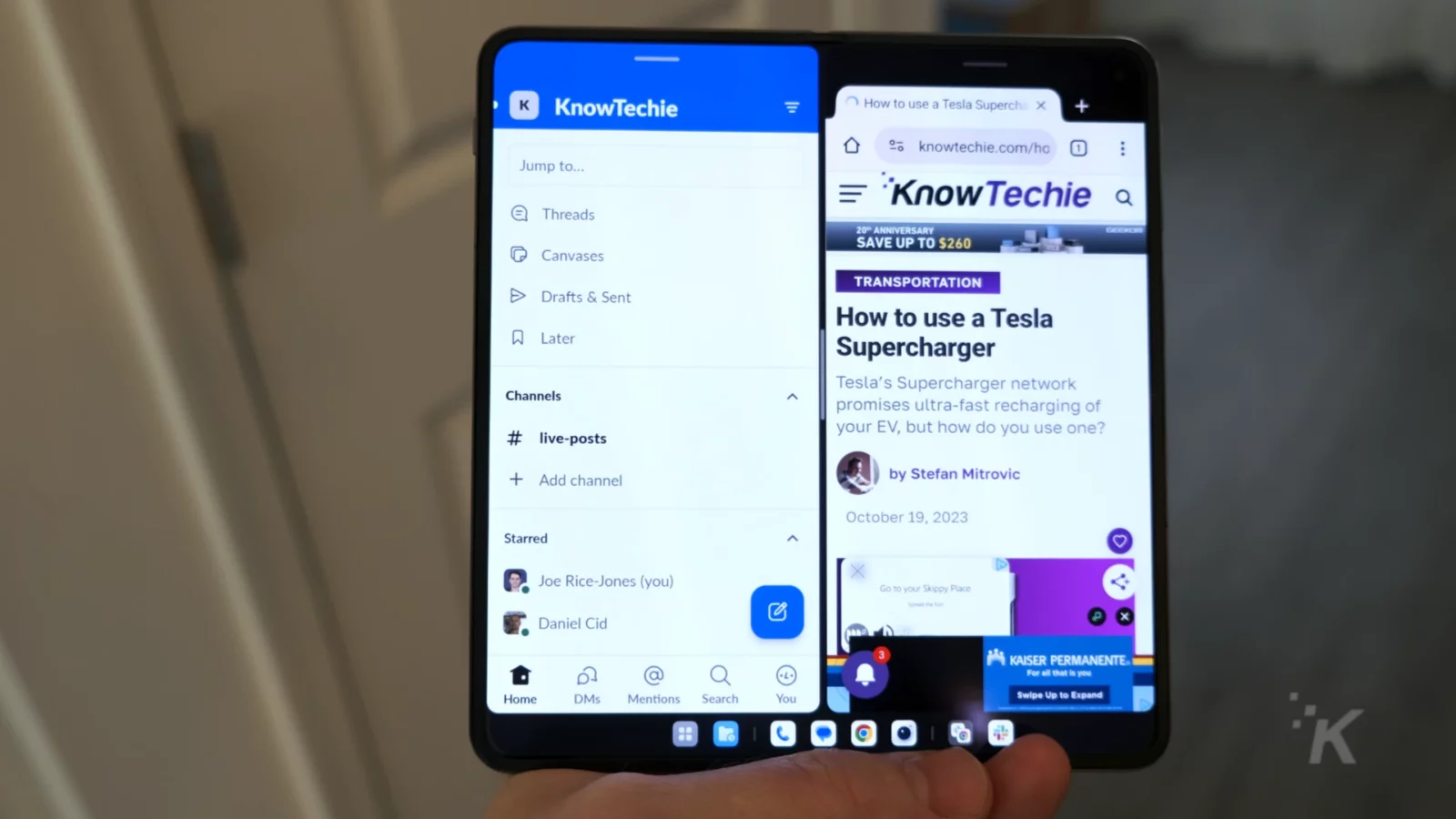 ulasan: oneplus terbuka Oneplus open showing two apps in use at one time