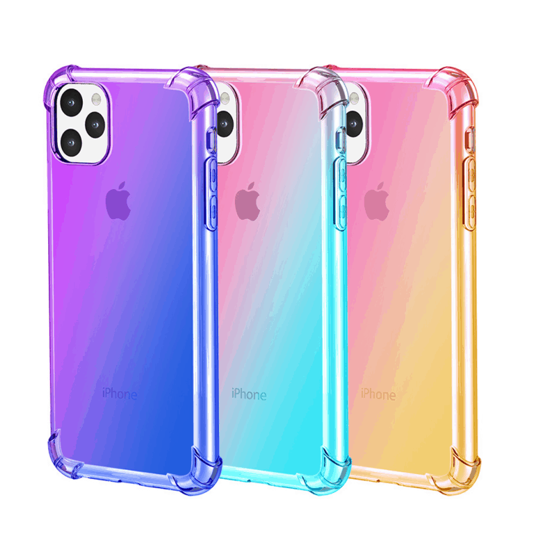 Capa de silicone transparente gradiente para iPhone 11, iPhone 11 Pro e iPhone 11 Pro Max