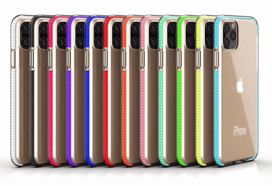 Capa transparente com moldura colorida para iPhone 11, iPhone 11 Pro e iPhone 11 Pro Max