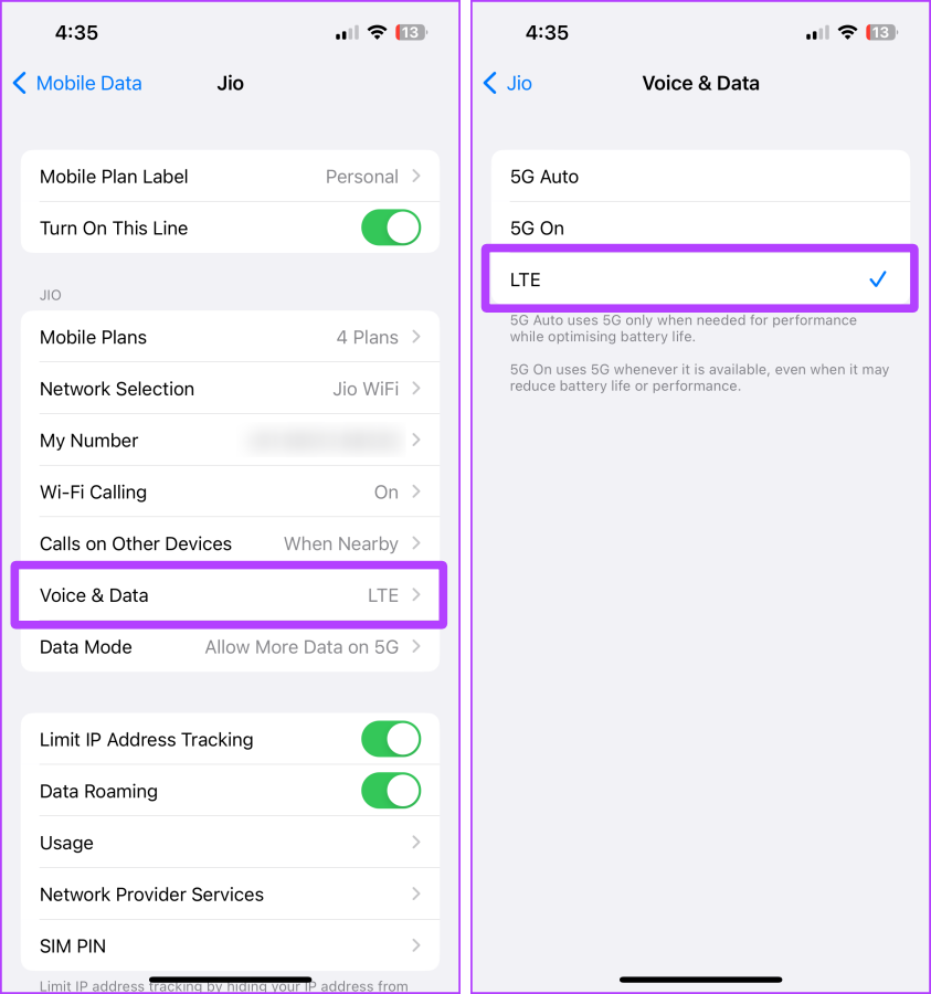 4g 5g settings iphone