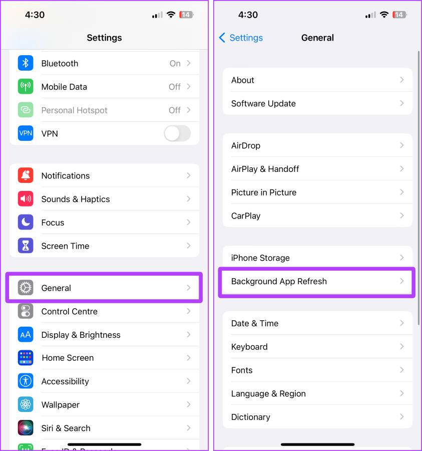 general settings iphone