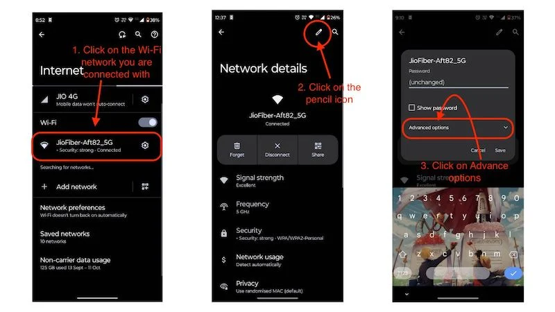 open the advance settings for wi-fi