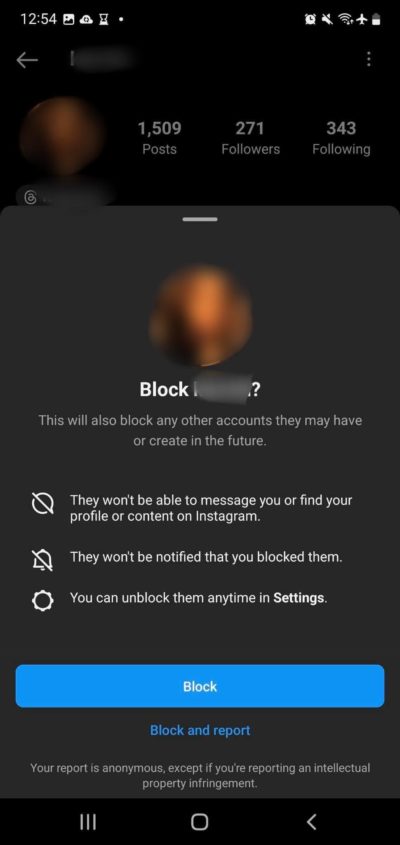 Blokuj konto na Instagramie