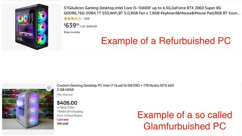 example of a good and an bad pc listing