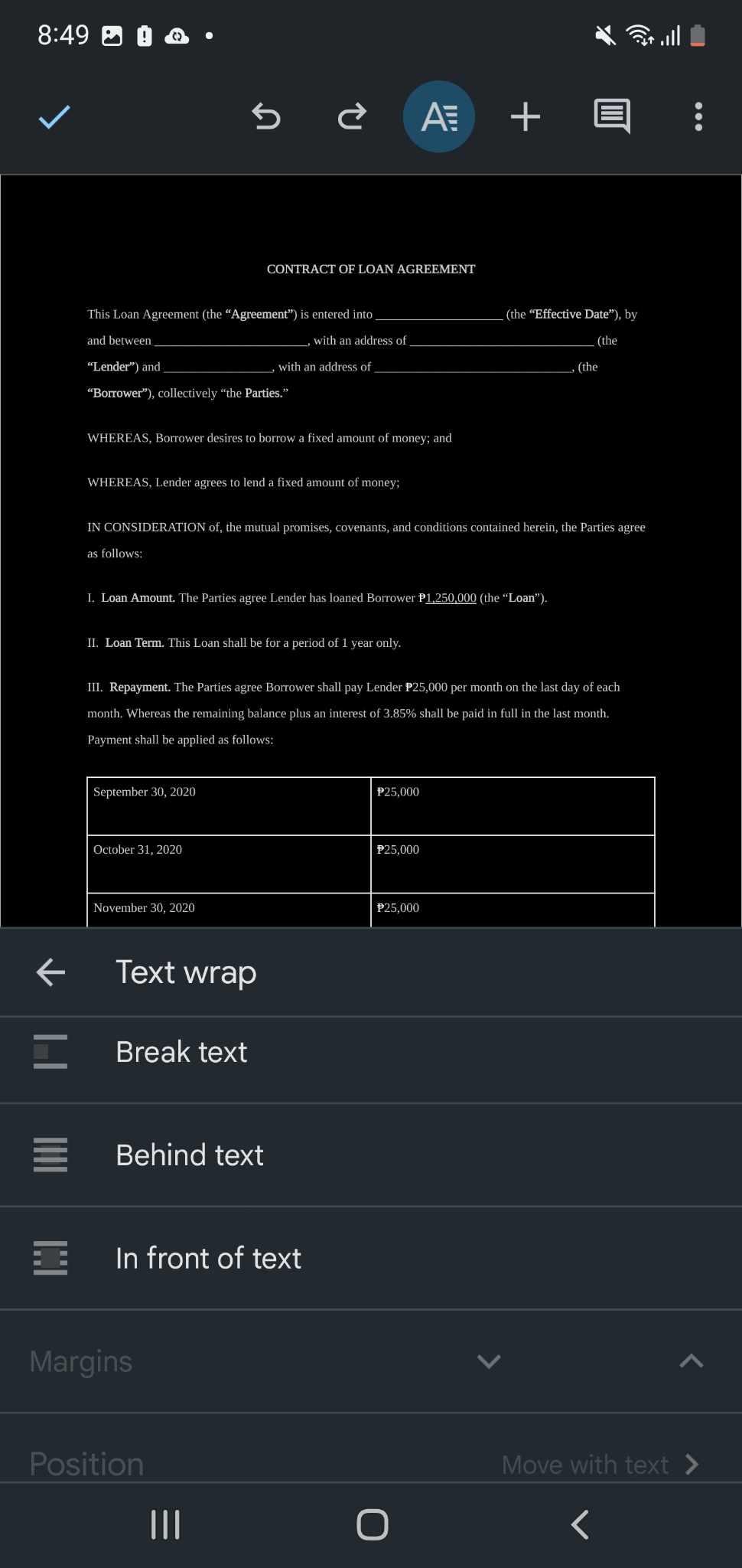 Google Docs Text Wrapping Mobile