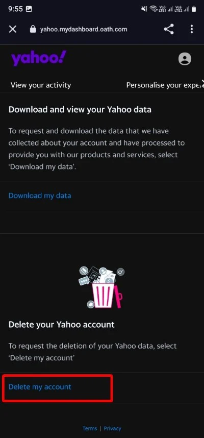 how to delete your yahoo account