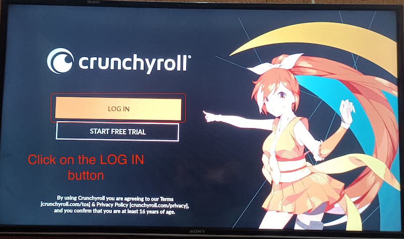 click on the log in button on tv