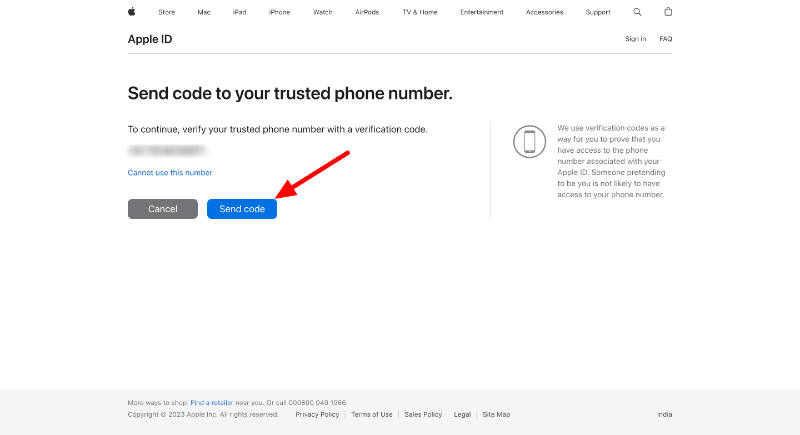 send code to the message