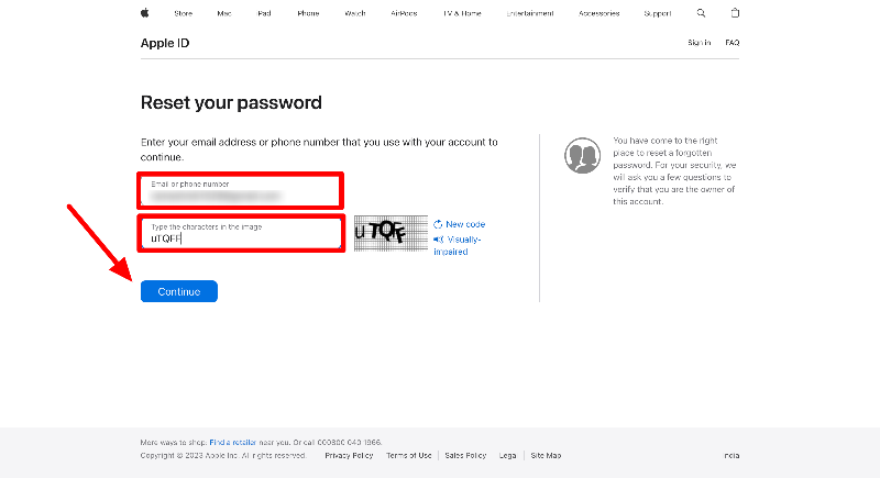 reset your apple password