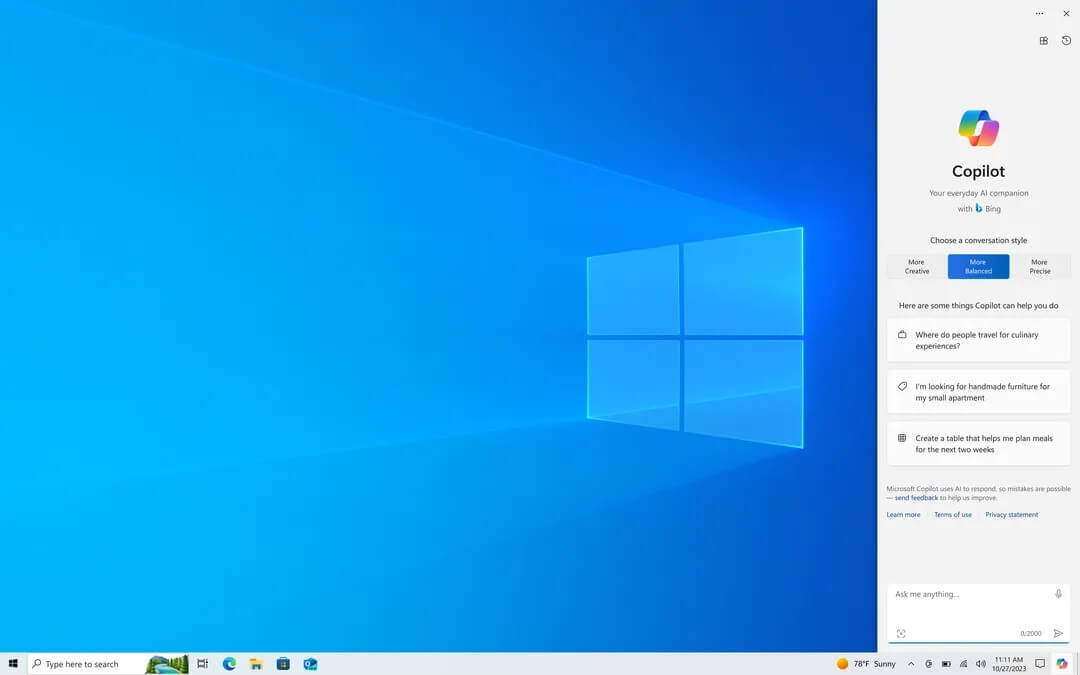 Copiloto en Windows 10