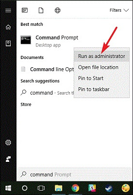 Command Prompt run as admin