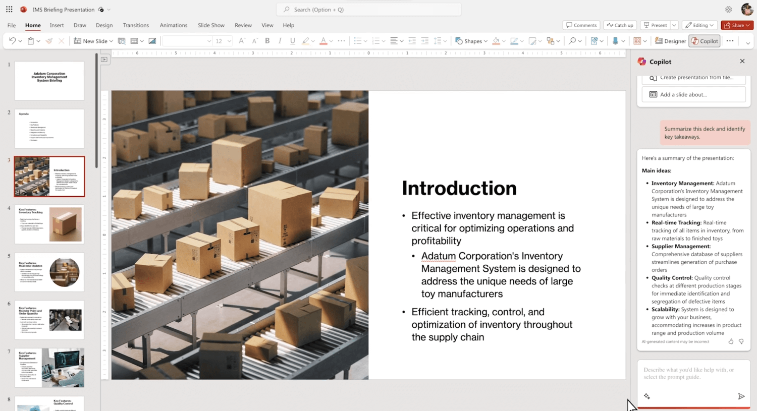 PowerPoint 中的 Microsoft Copilot
