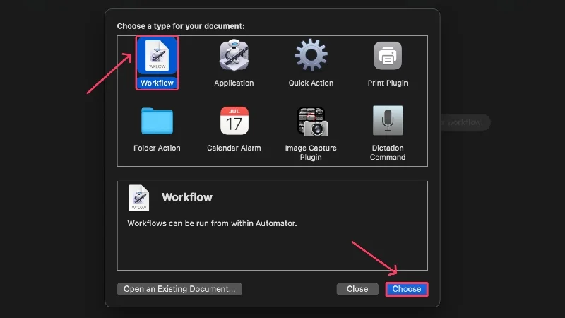 automator workflow